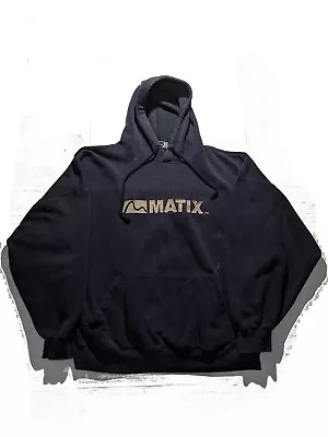 Matix XL Dark Navy Blue Vintage 2000s Big Embroidered Spell Out Pullover Hoodie • $45