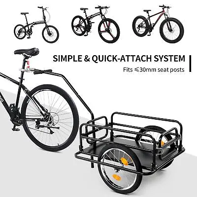 Folding Bike Cargo Trailer Bicycle Carrier Storage Cart Hitch 180lbs Max Load • $78.99