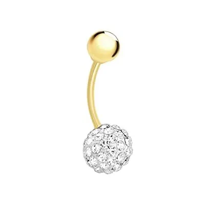 Gold Women's 9ct Yellow Gold Crystal Cluster Belly Bar • £84.58
