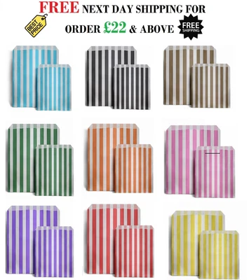 £18.99 • Buy Paper Striped Candy Bags Assorted Christmas Sweet Bag For Buffet Treat All Sizes