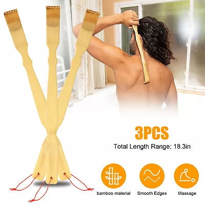 3 PCS Natural Bamboo Back Scratcher Long Reach Pick Itch Relief Tool Portable • $9.48