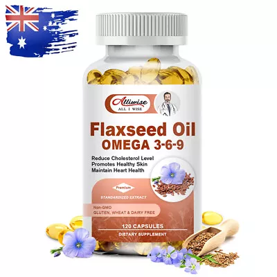Omega 3-6-9 Flaxseed Oil Promotes Healthy Skin & Maintain Heart Health Softgels • $21.89