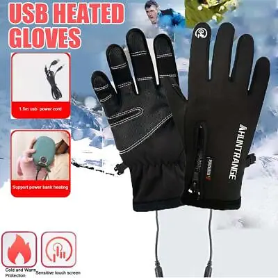 Electric USB Heated Gloves Touch-Screen Rechargeable Men Motorcycle Warm Gloves • $11.49