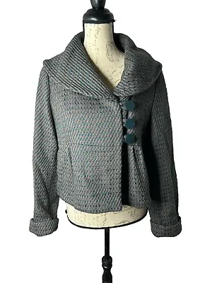 Mossimo Wool Blend Short Cropped Coat Herringbone Multi Colored M • $19.99