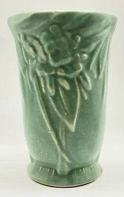 Vintage Mint Green McCOY Pottery Matte Glaze Vase Berries & Flowers Unmarked • $23.50