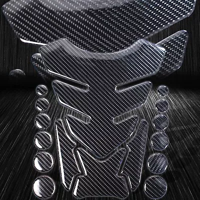 $21.88 • Buy Real Carbon Fiber 3D Gel 8  3PC Customize Fuel/Gas Tank Pad Decal/Logo Sticker