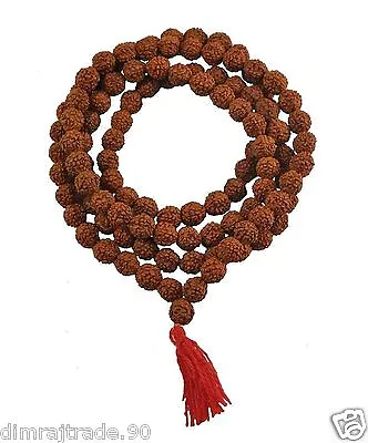 Rudraksha Mala 8mm Beads- 108+1 Beads Japa / Mala 100% Natural RELIGIOUS Rosary • $7.39