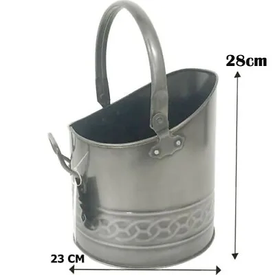 Coal Bucket Hod Fire Fireplace Log Storage Holder Pewter • £19.99