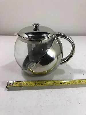 Elegant Glass Tea Pot W/Steel Mesh Infuser Leaf Tea Maker 1100 Ml With Stainless • $8