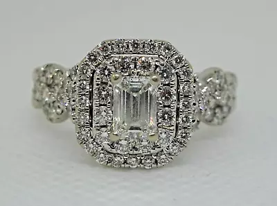 14k Celebration Ideal 1-1/2 CT. T.W. Emerald-Cut Halo Diamond Frame Ring In • $1299