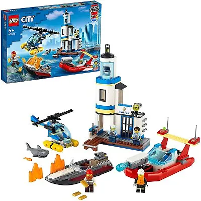 Lego City 60308 Seaside Police And Fire Mission Set Helicopter Speed Boat 297pcs • $79.99