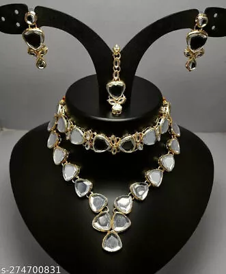 Indian Bollywood Gold Plated Kundan Choker Bridal Necklace Earrings Jewelry Set • $34.16
