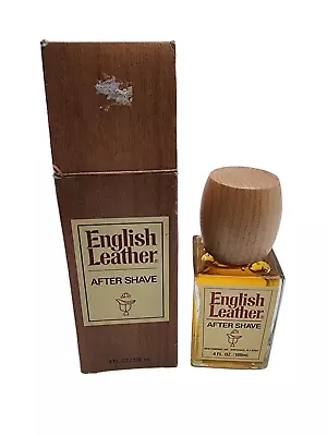 Vintage English Leather 4 Oz. After Shave Paper Label Wood Top MEM New Box! • $34.98