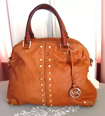 Michael Kors Uptown Camel Leather Gold Studded Handbag  • $65