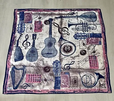 Erbil Scarves MUSIC Scarf With Notes & Instruments Guitar 35” X 34” • $19