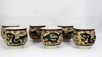Ceramic Chinese Traditional Royal Dragon Double Wall Sake Tea Cups Glasses Set 6 • $158.40