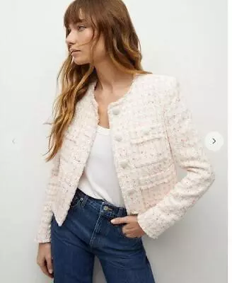 2024 AUTHENTIC VERONICA BEARD OLBIA TWEED JACKET $598 Off White COral • $259