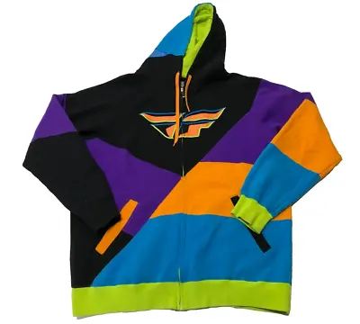 Fly Racing Color Block Full Zip Hoodie - Men's Size Large Motocross Dirtbikes • $31.96