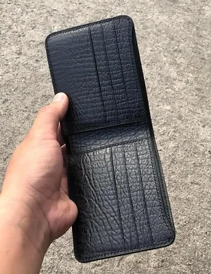 Black Bifold Wallet Card For Men’s Real Shark Leather Double Side Money Clip • $249.99