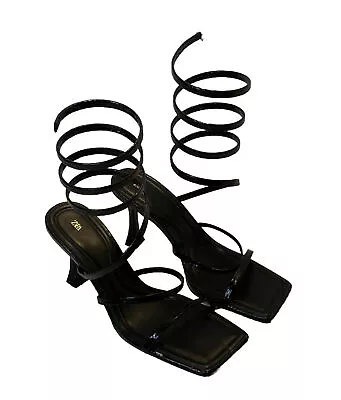 Zara| Black Wraparound Heels (SZ6.5) • $34