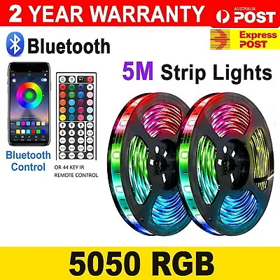$15.99 • Buy Waterproof RGB LED Strip Lights IP65 5050 5M 300 LEDs 12V Bluetooth IR Remote