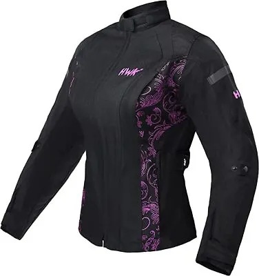 HWK Adventure/Touring Motorcycle Jacket For Women W/CE Armor XL - Black/Pink- • $35