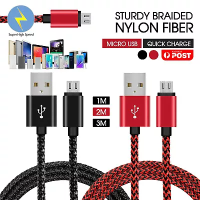 Micro USB Charger Cable Charging Line 1M 2M 3M Mobile Android Samsung Galaxy • $2.79