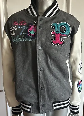 NEW Pink Dolphin Letterman’s Jacket Men's  Varsity Embroidered Size S • $69.99