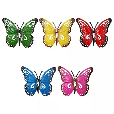 Butterfly Decor Metal Butterfly 5Pcs Colorful DIY Art Ornaments Wall Decal • $16.05