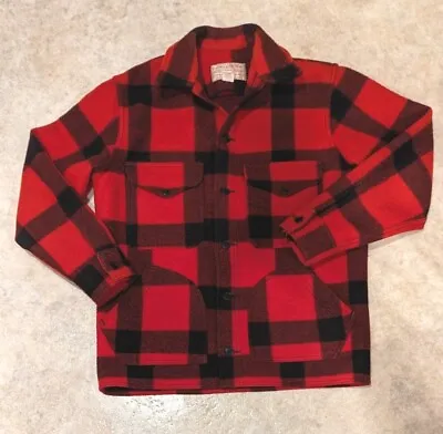 Vintage Filson Jacket Mens L Size 42 Red Buffalo Plaid Wool Mackinaw • $199