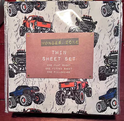 NEW 3-pc Monster Trucks Twin Size Sheet Set - Easy Care Polyester • $39.99