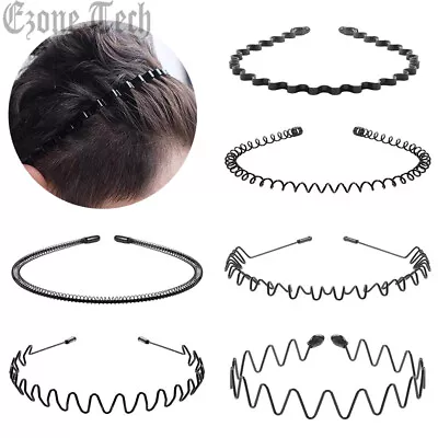 6Pcs Metal Hair Headband Wave Style Hoop Band Comb Sports Hairband For Men Women • $7.23