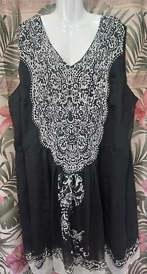 NWOT Taillissime La Redoute Creation Sleeveless Dress Black/Ivory 32W • $12.99