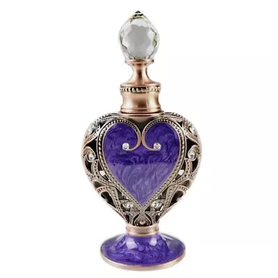 Refillable Metal Empty Gift Vintage Purple Perfume Glass Bottle Crystal Openwork • $13.99