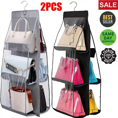 2PCS 6 Pocket Double-sided Bag Handbag Organizer Wardrobe Closet Storage Holder • $16.89