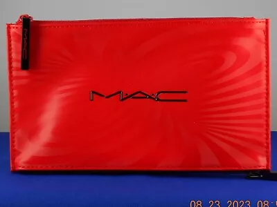 MAC Cosmetics Red Swirl PVC Double Zip Top Lined Cosmetic Bag Pouch • $15.99