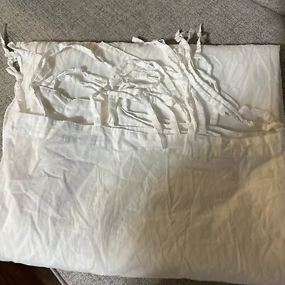 $50 • Buy 2 Pottery Barn Tie Top White Sheer Curtain Panels 40x84 100% Cotton.