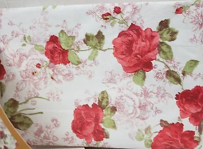 Vinyl Flannel Back Printed Tablecloth 52 X70 Oblong PINK ROSES FLOWERS Broder • $16.99