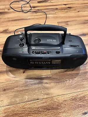 VTG 1993 Sony CFD-10 CD Player AM/FM Radio Portable Boom Box (Read Description) • $49.99