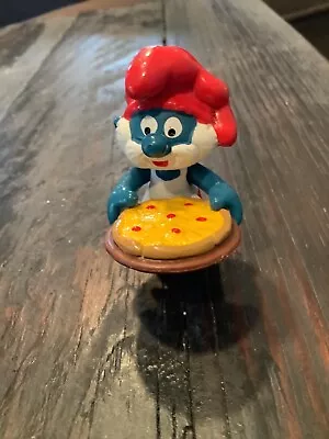 Vintage 1984 Papa Smurf W/ Pizza Figure PVC Peyo-S • $10