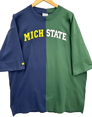 Michigan Wolverines State Spartans House Divided T Shirt Men’s XXL 2XL Sides • $18