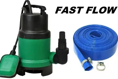 £48.99 • Buy Submersible Water Pump Electric Dirty Pond Pool Well Flood & 5m Hose 400W