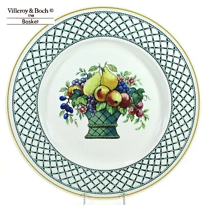 Villeroy & Boch BASKET 12.75  Chop Plate Platter Round Green Lattice Yellow Rim • £28.34
