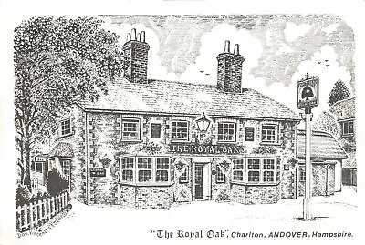 £4.39 • Buy Art Sketch Postcard The Royal Oak Charlton Andover Hampshire Don Vincent AS1