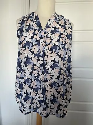 Marks And Spencer Collection Floral Blue White Pink Vest Tank Blouse Top Size 14 • £3.27