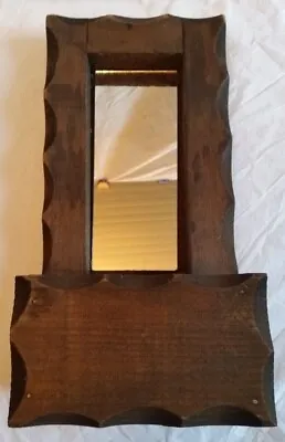 UNIQUE Rustic Primitive Vintage Hand Made Wall Shelf Pocket With Mirror • $21.44