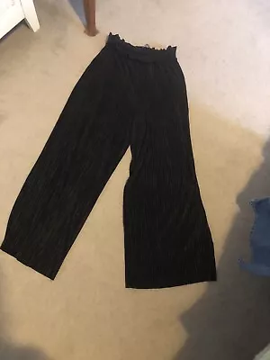 Zara Wide Leg Trousers Black Pleece  S New No Tags  • £2.90