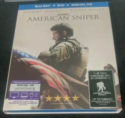 American Sniper Bradley Cooper Eastwood Blu-ray DVD VUDU Digital Code NEW SEALED • $10