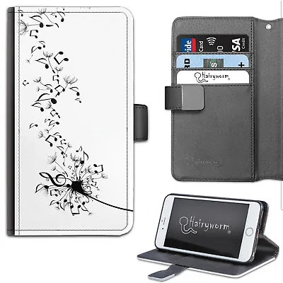 Hairyworm Music Notes Dandelion Flower PU Leather Wallet Flip Phone Case;Cover • £13.99