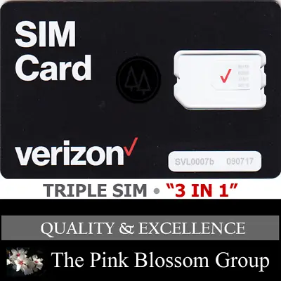 VERIZON Triple SIM CARD  3 In 1  NANO 4FF • CDMA 4G LTE • Genuine VZW NEW  • $2.87